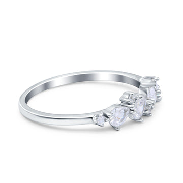 Pear Oval Art Deco Half Eternity Wedding Band Ring Simulated Cubic Zirconia 925 Sterling Silver